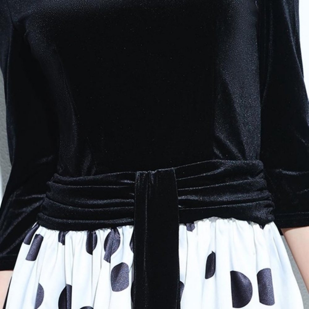 Vintage Style Retro Black & White Polka Dot Dress - Picture 4 of 8